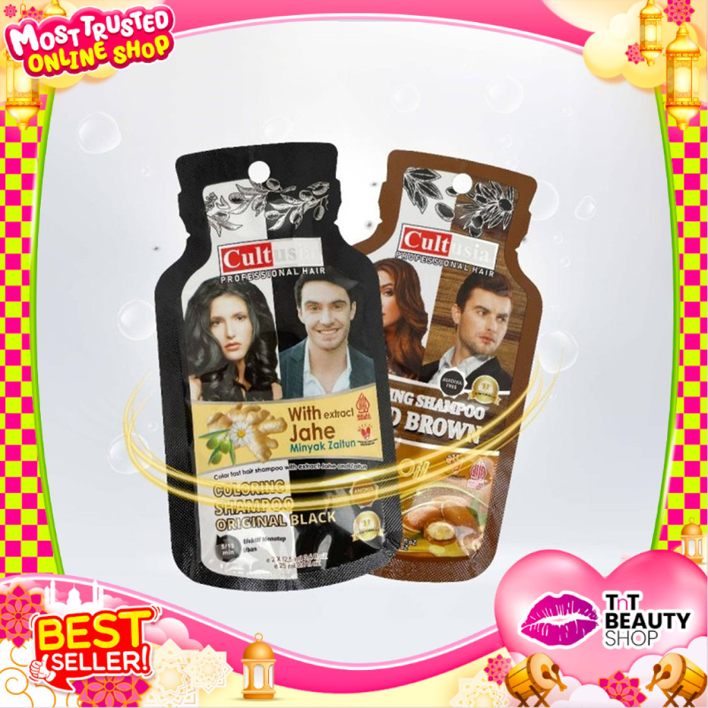 CULTUSIA COLORING SHAMPOO 25ML ORIGINAL BLACK JAHE OR WOOD BROWN - SHAMPO CULTUSIA SACHET 25ML | TnT
