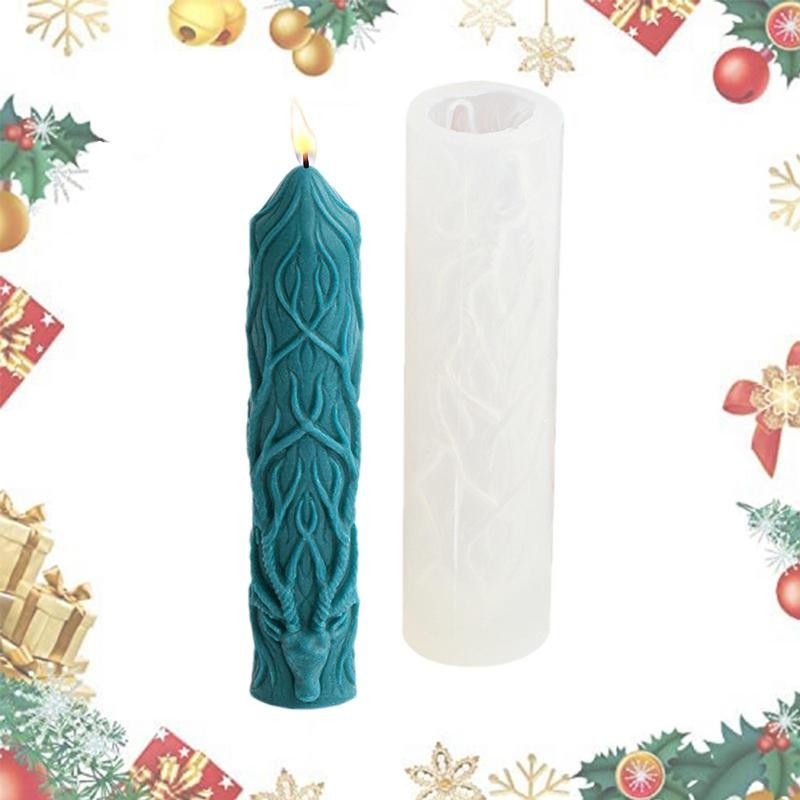 

Candle Molds Silicone Antlers Pattern Cylindrical Manual Soap Mold Silicone Clay Spire Mould For Making Soy Wax Beeswax Candles