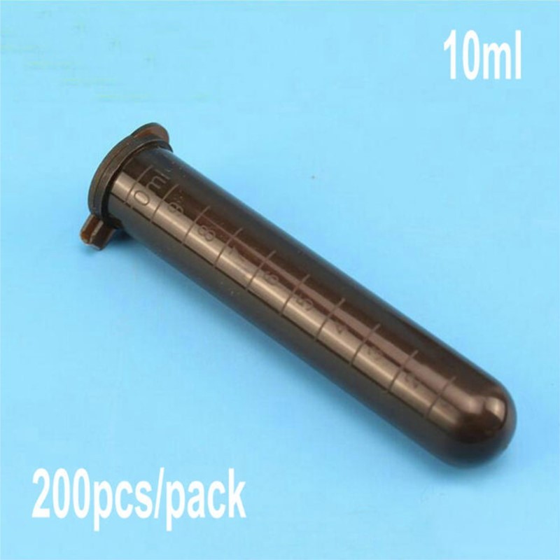 

200pcs/pack 10ml plastic brown lucifugal centrifuge tube Micro Laboratory Test Tubing Vial lab sample container with cap