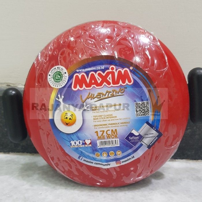 Maxim Valentino Teflon Mie Wok - Wajan Mie - Serabi 17 cm + Tutup