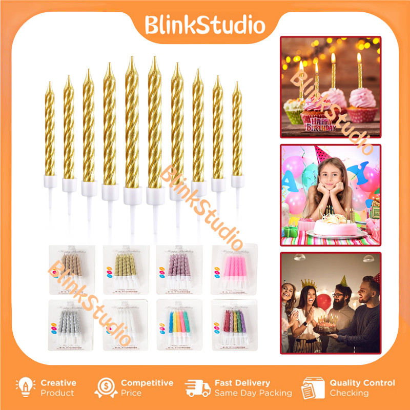 Lilin Ulang Tahun 10 Pcs / Lilin Ulang Tahun Spiral Kecil
