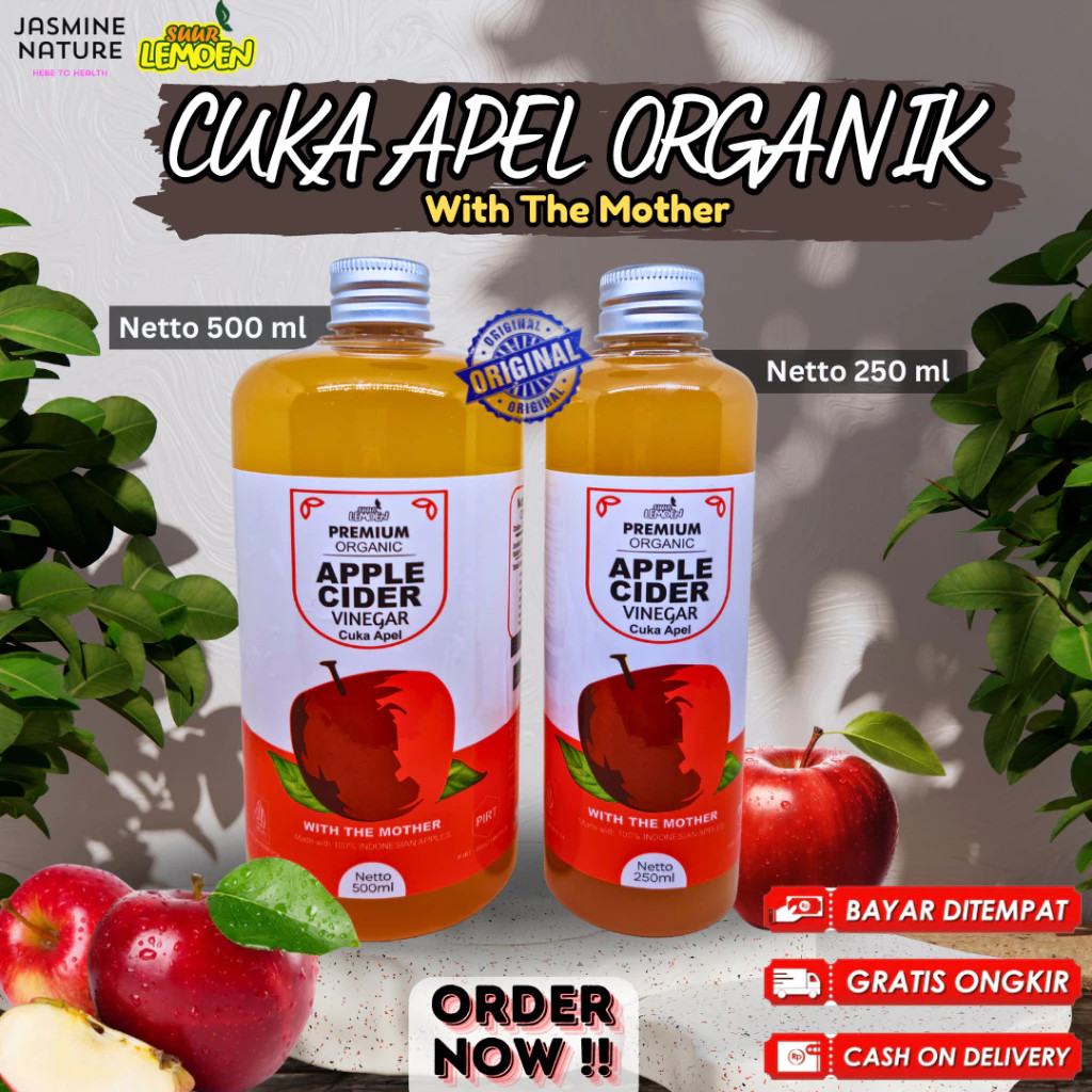 

CUKA APEL SUUR LEMOEN 500ML - CUKA APEL VINEGAR WITH MOTHER - CUKA APEL ORIGINAL ORGANIK HALAL BPOM