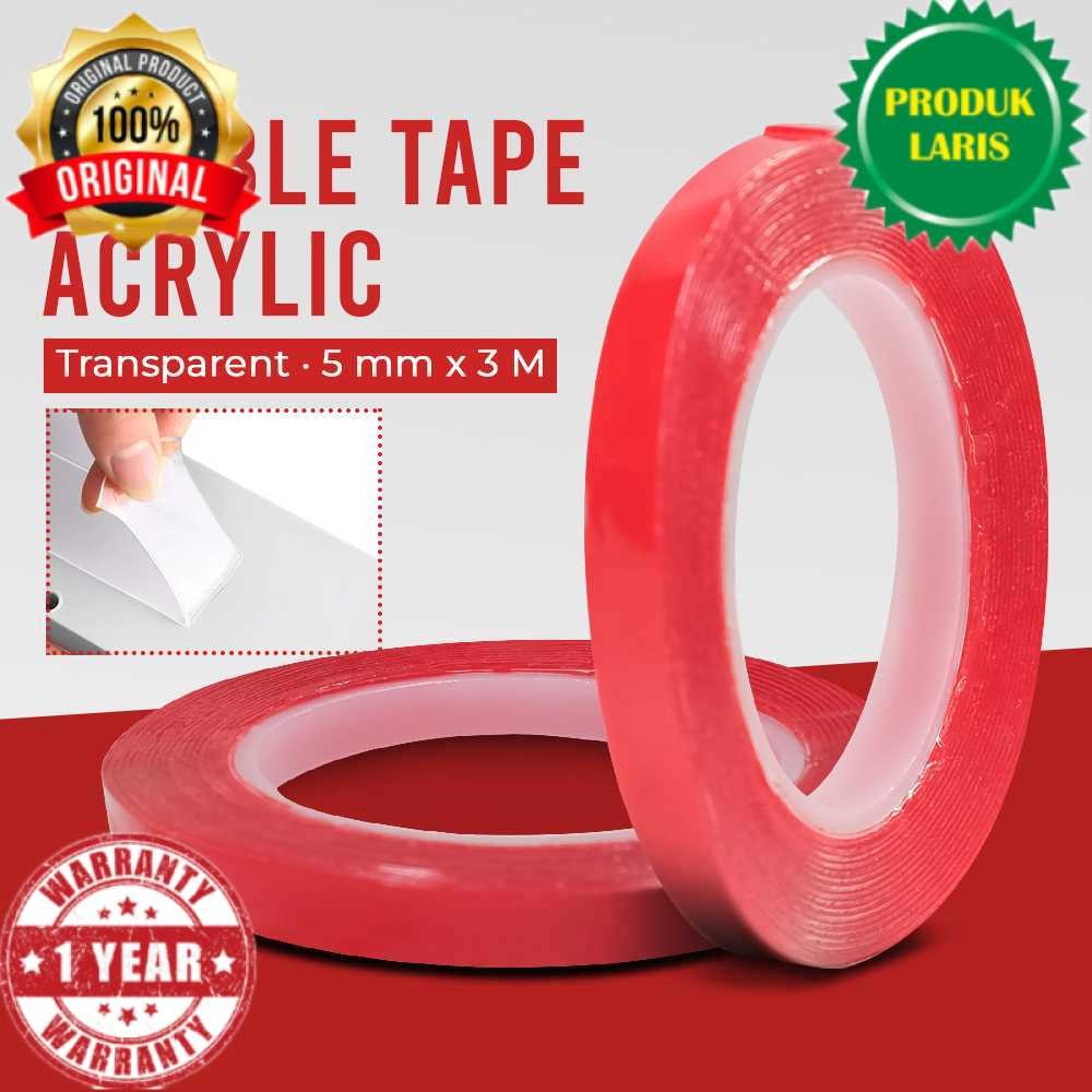 Perekat Double Tape Acrylic Termurah Bening Meter Nyamuk Magnet No Air Transparan Kawat Udara Lakban