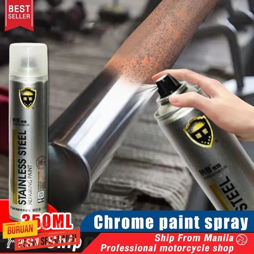 【350 ML】Cat Semprot Chrome Sapporo Chrome Spray Paint Anti Karat Warna Stainless Automotive Metallic