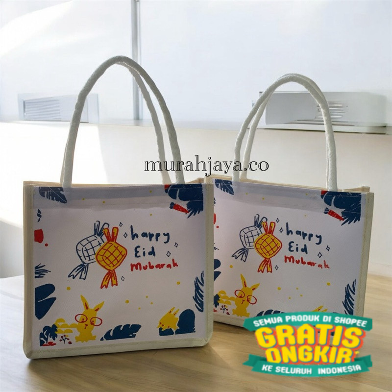 

Totebag sumbu lebaran tas hampers mini tas box kue murah/ keluarga oleh oleh