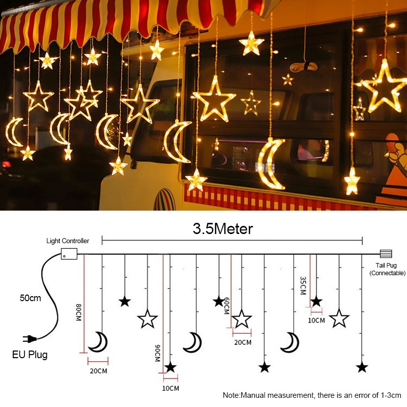 [Ledlight] Lampu Tirai Bulan Bintang Starmoon Fairy Light 4 meter Kelap Kelip Tirai LED Lampu