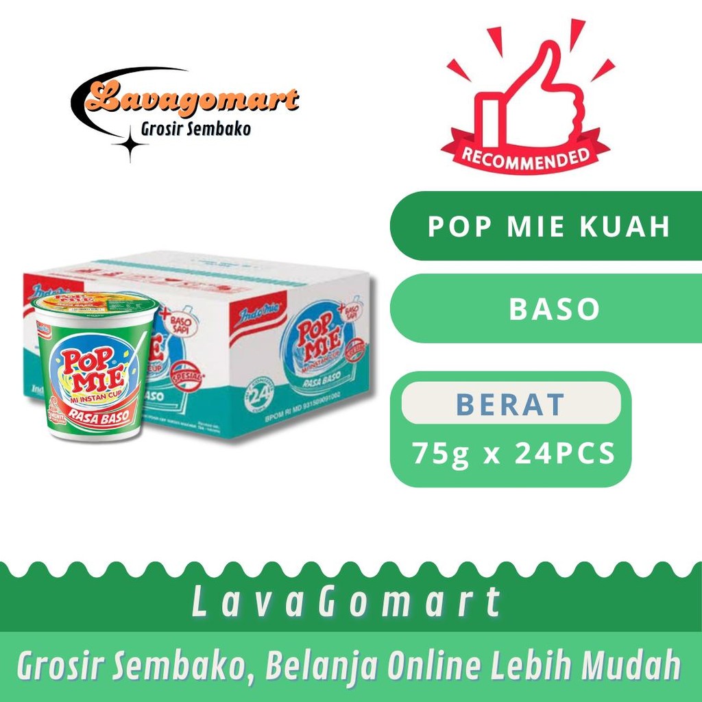 

POP MIE INSTAN CUP BASO 75g - 1 DUS - LAVAGOMART - BANDUNG