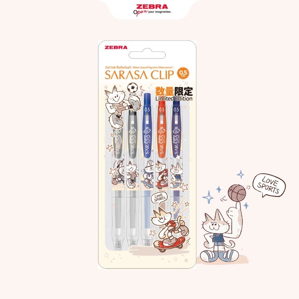 

ZEBRA Sarasa 0.5mm Sports Cat Gel Pen SATUAN - Pulpen Pena Sarasa Karakter Kucing Murah