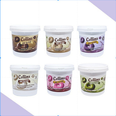

pekanbaru / COLLINS DIP GLAZE DENGAN ANEKA RASA KEMASAN PABRIK 1KG/ COKLAT TOPPING DONAT