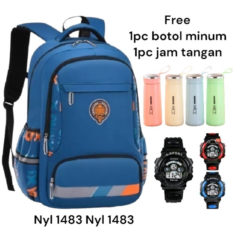 Tas ransel sekolah anak laki laki untuk anak SD SMP free jam tangan dan botol minum Tas anak laki la