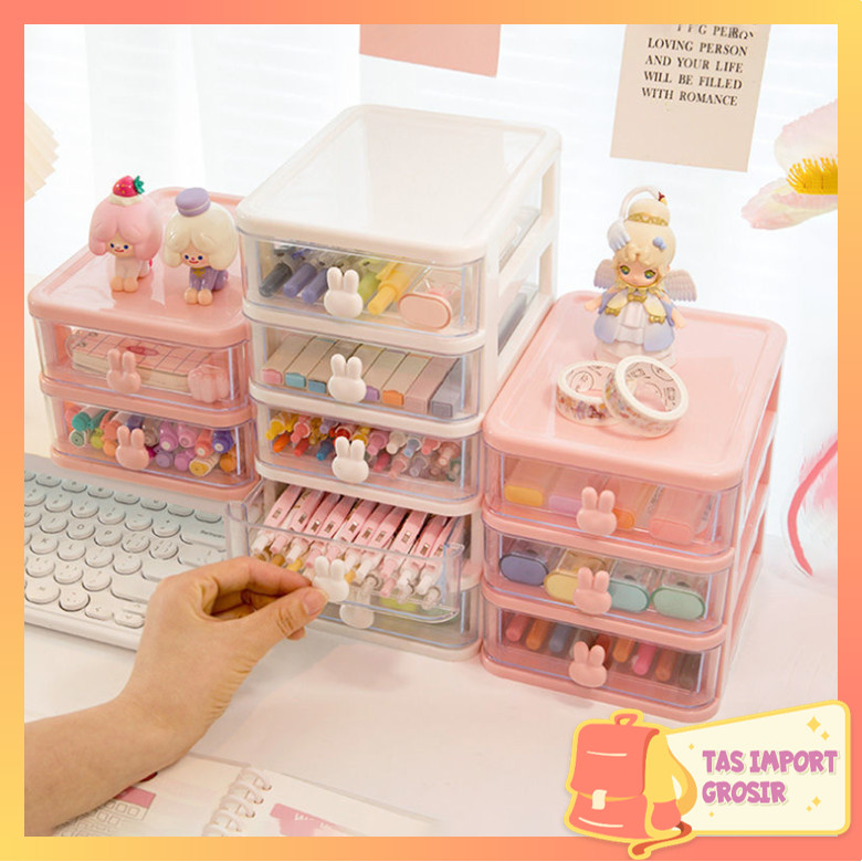 Tas Import - 6363 Rak Penyimpan Multifungsi / Laci Susun Organizer Bahan Plastik / Rak Tempat Kosmet