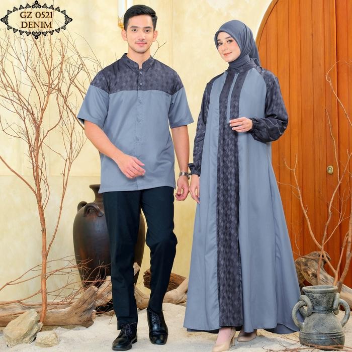 Gamis Koko Couple GZ0521 Denim/ Gamis Koko Sarimbit/ Gamis Katun Toyobo/ Gamis Couple Lebaran/ Gamis