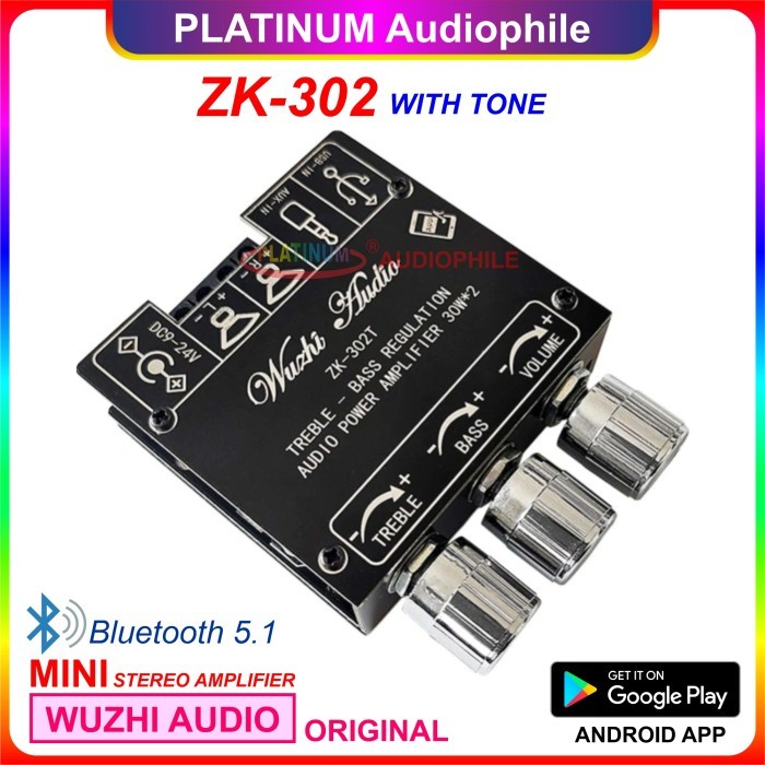 Bluetooth 5.1 Stereo Class D Amplifier 2X 30W ZK-302T - ZK-302T