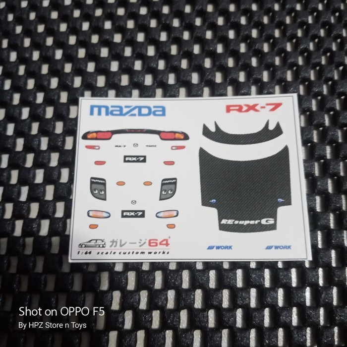 Decal Set Hotwheels Mazda RX 7 Custom Transparant