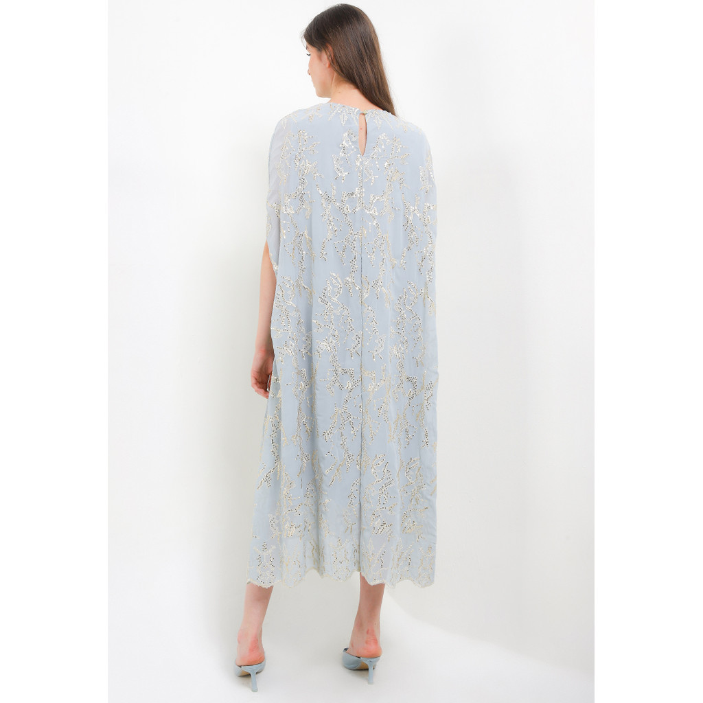 Chic Simple Sequined Metalic Emb Chiffon Cape Kaftan Wanita K00O79Bb