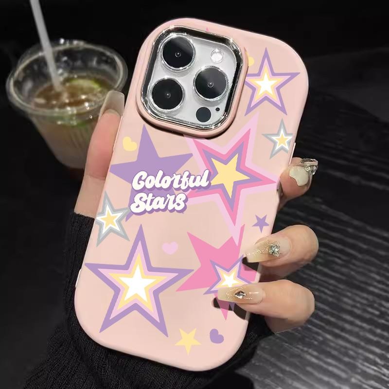 Casing For Samsung A32 5G A34 M32 Oval Plating Lens Cute Bintang Kesing Hp Murah