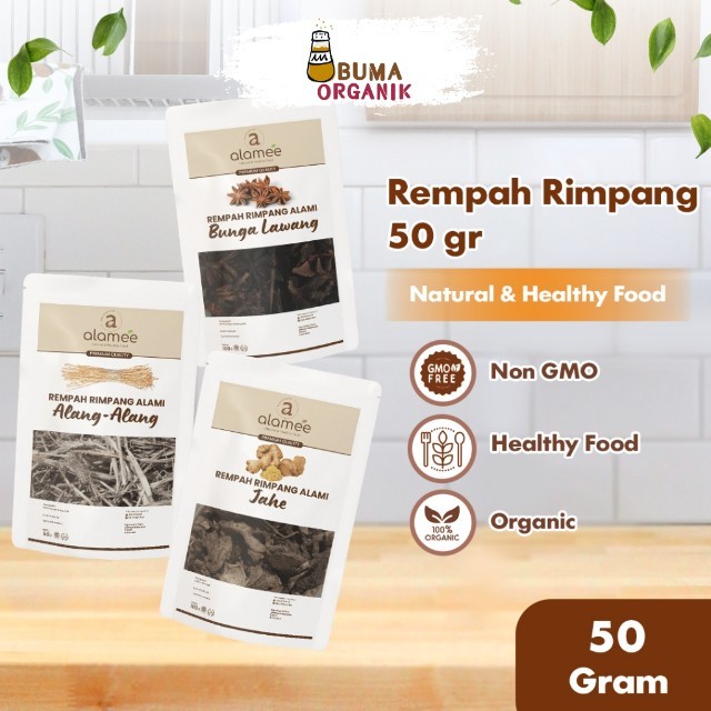 

ALAMEE Bumbu Dapur Rempah Kering 50gr Temulawak Jahe Kapulaga Ketumbar Lengkuas Kayu Manis Cengkeh BUMA