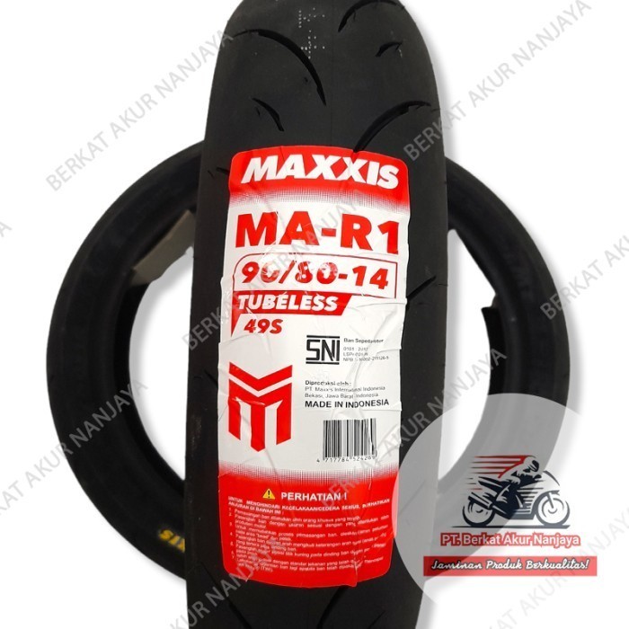 BERKAT Ban Maxxis MA R1 90/80 Ring 14 Soft Compound Tubeless Balap Ban luar motor Matic Beat Vario
