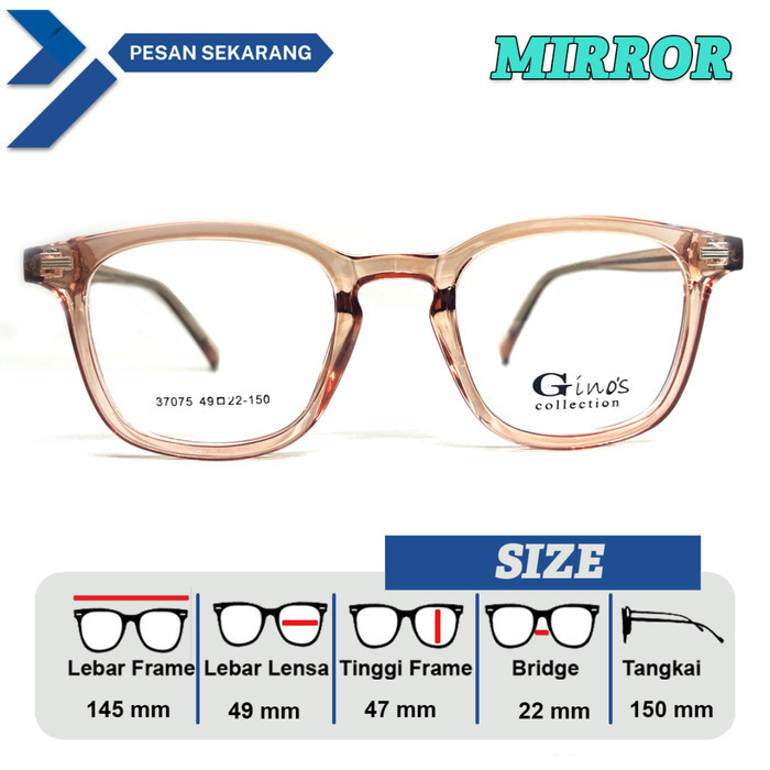 FRAME KACAMATA PRIA/WANITA 37075 LEBAR FRAME 145 SIZE 49 MODEL KOTAK