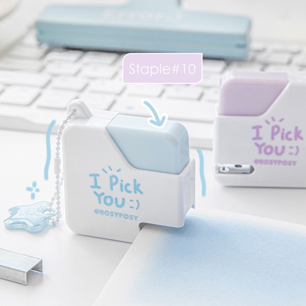 

With 40pcs No.10 Staples Stapler Color Effortless Paper Binding Machine Mini Portable Manual Binding Tool Binding Supplies