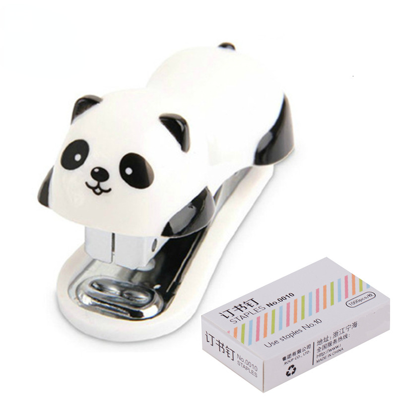

3 Set Of Fashionable Stapler For Panda Stapler with 10 Mm Steel Clips Office Supplies School Uniform Supplies