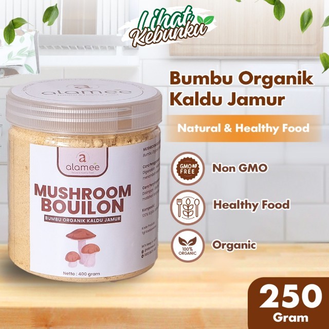 

ALAMEE Kaldu Jamur NON MSG Bubuk Mushroom Powder Bumbu Dapur Organik Praktis Toples 400gr LIHAT KEBUNKU