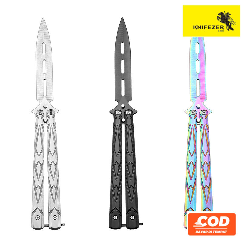 KNIFEZER Pisau Latihan Freestyle Balisong Butterfly Training Knife Sisir Lipat Tumpul Mainan koleksi