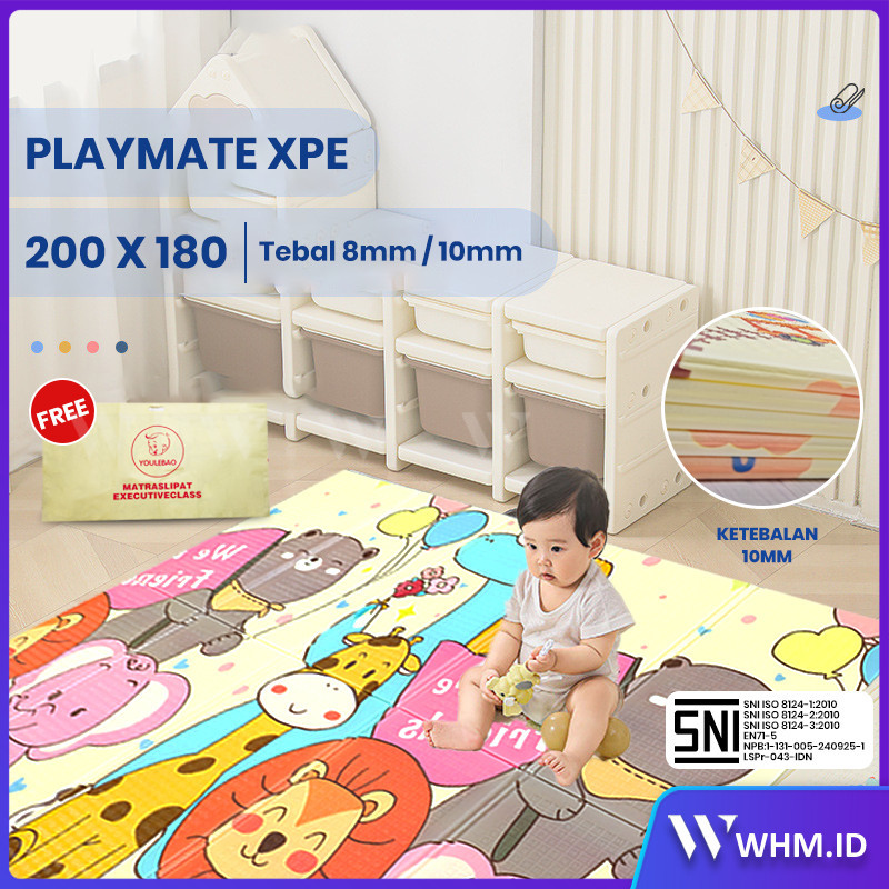 Playmat Matras Tikar Lipat Playmat Bayi Karpet Lipat Matras Anak Karpet 180 x 200cm 10mm Foam XPE