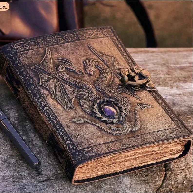 

DND Retro Notebook New Cross-Border Style Vintage Double Dragon Leather Diary Book From China Mainland Office Supplies