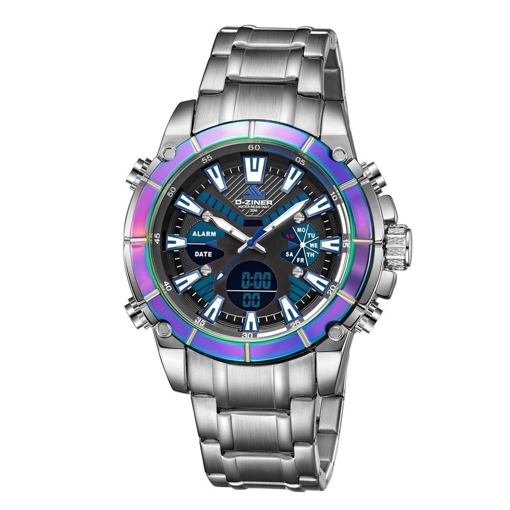 Original 100% Jam Tangan Pria Dziner 8258 Double Time Water Resistant 3 Atm