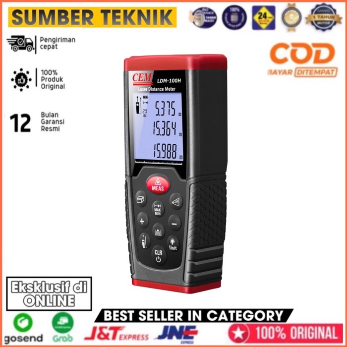 Laser Distance Meter CEM LDM100H Range Finder Digital LDM-100H Measure