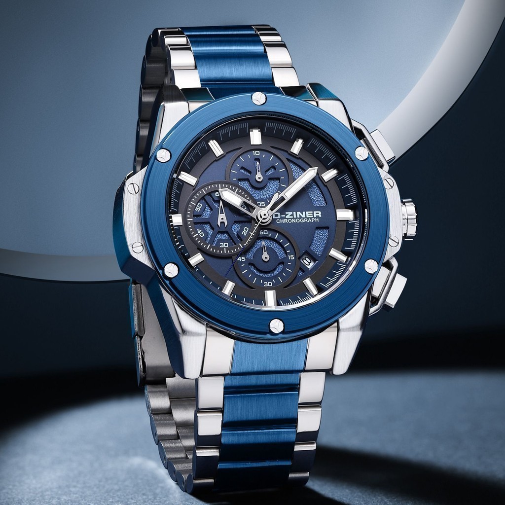 Original 100% Dziner Jam Tangan Pria Dziner 9050 Rantai Stainless Steel Original Water Resistant 50M