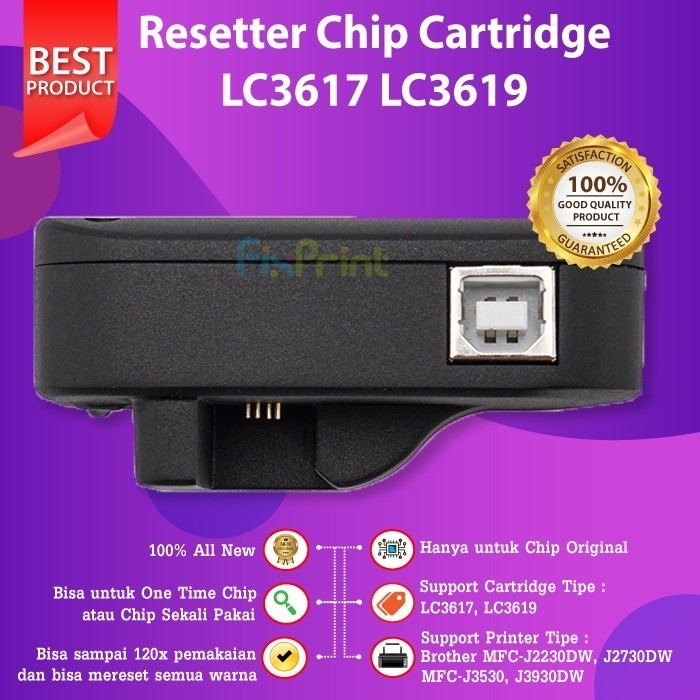FixPrint Resetter Chip Cartridge LC3617 Hanya Untuk Original MFC-J2230DW J2730DW J3530DW J3930DW