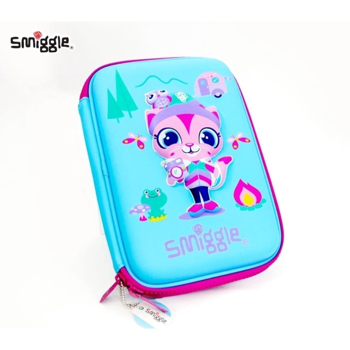 

[P r o m o]New pencil case 3D eva hardcase smiggle look alike kotak pensil anak - cat blue hc