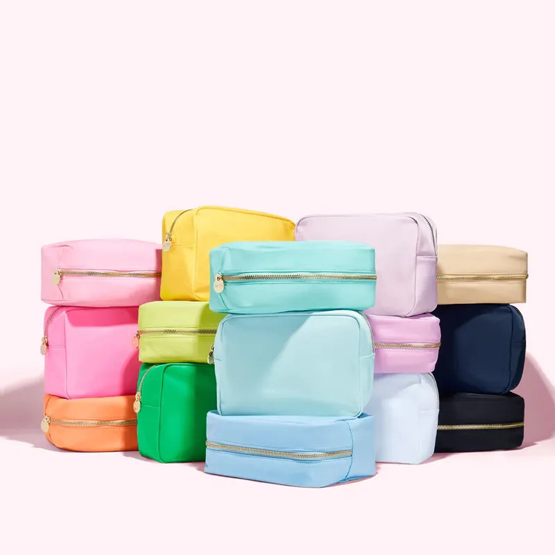 

S /M/L/XL 17 Color Nylon Pouch Makeup Cosmetic Bag Zipper Toiletries Organizer Bag For Women Girls Travel Gift Makeup Pouch