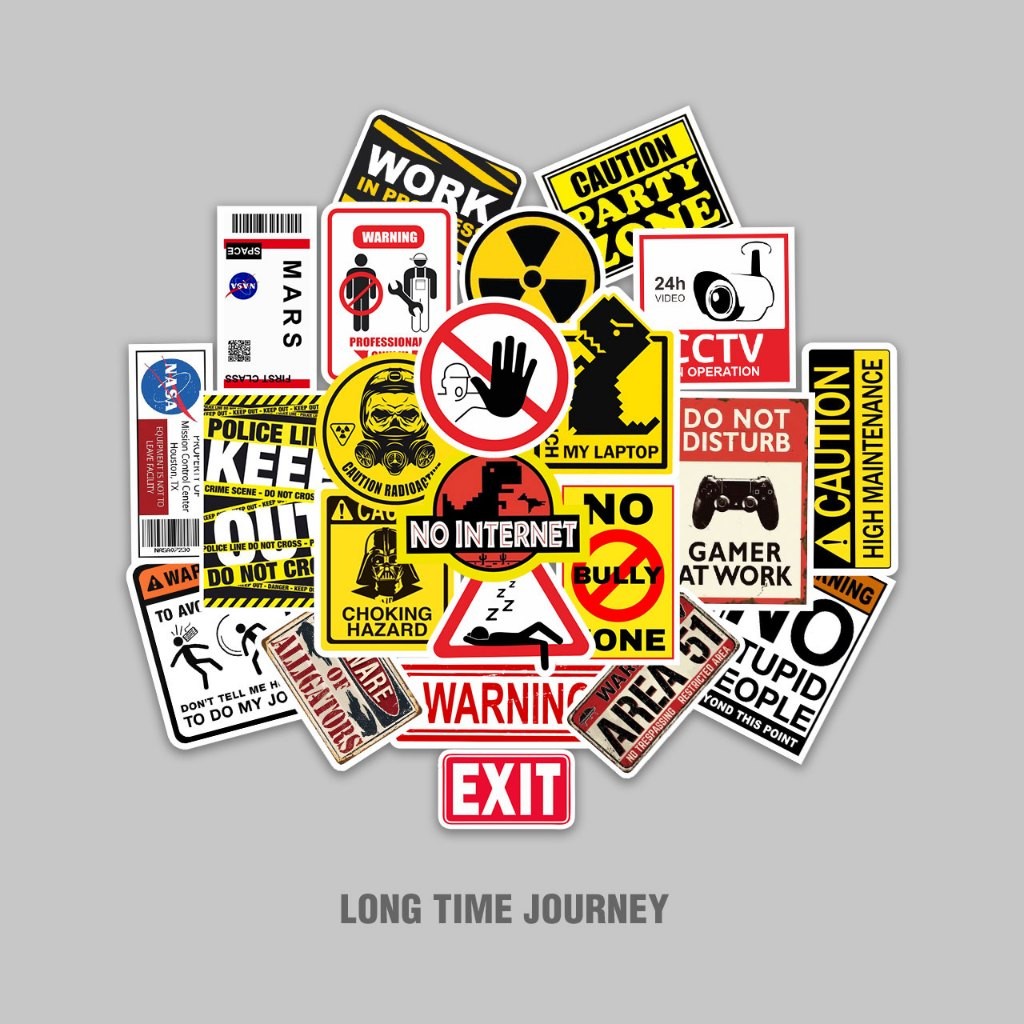 

Stiker Sticker 23pcs Warning untuk case laptop tumbler helm motor