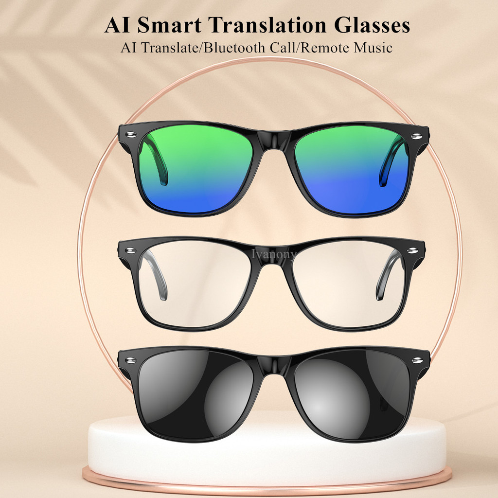 

AI Smart Translation Glasses Bluetooth Call Remote Music Support 134 Online Language Translator Voice Note Bluetooth Sunglasses