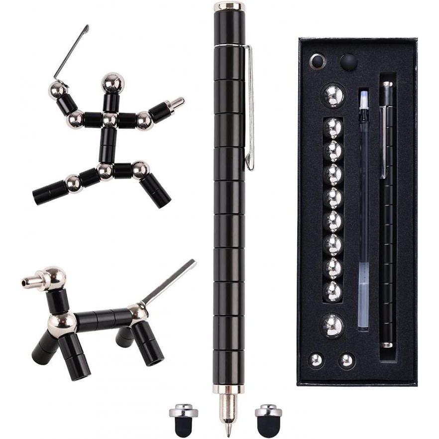 

Magnetic Fidget Pen Metal Decompression Pen Multifunctional Deformable Writing Pen Stress Reliever Finger Spinning Gifts