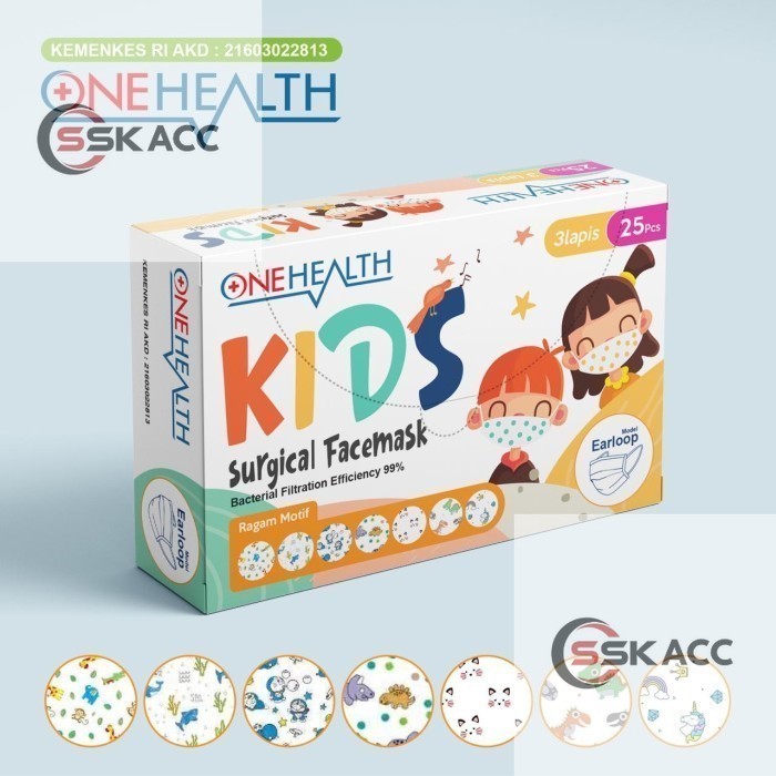 Masker Anak Medis 3Ply One Health isi 25 SSKACC-KOMPUTER
