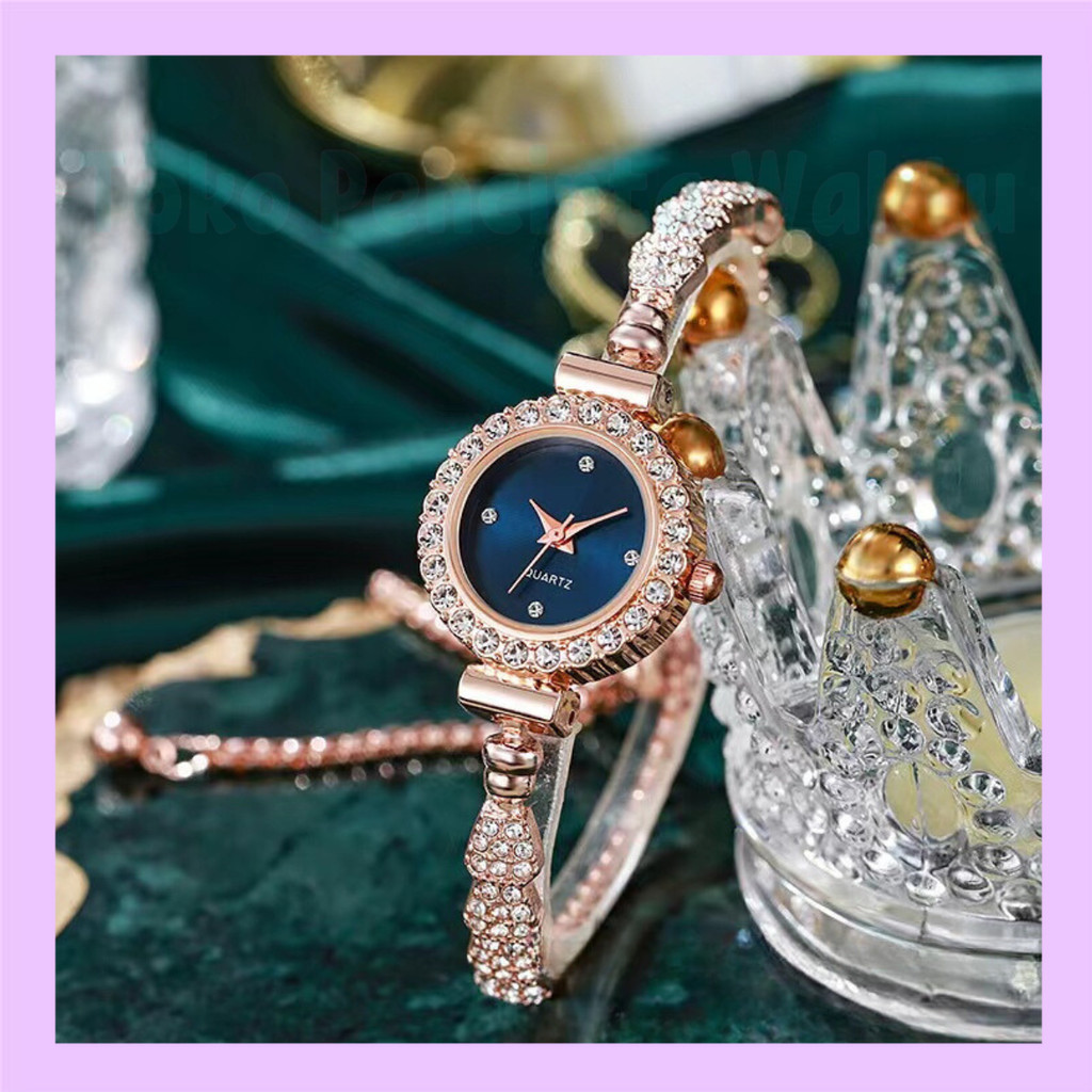 (Bisa COD) Jam Tangan Wanita Quartz dengan RANTAI SERUT: Tali Oval Mini & BUNGA Desain Terbaru,jam t