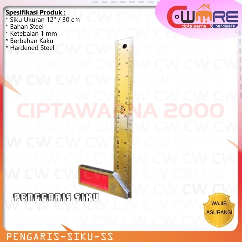 

Penggaris Siku Stainless steel Tukang Ukuran 30 cm - CwTc