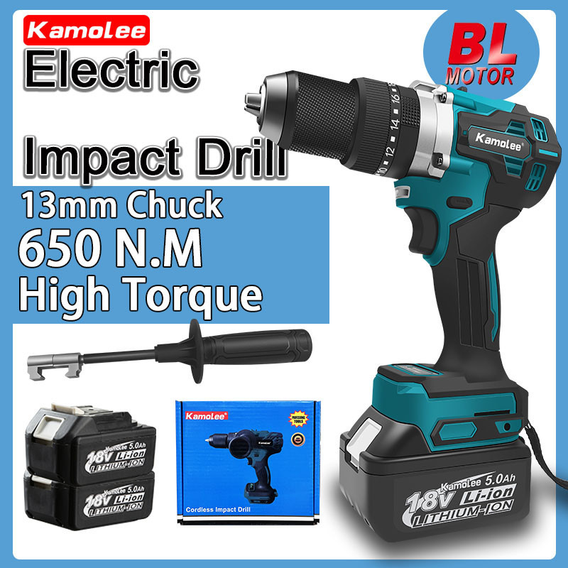 Kamolee DDF252 650N.M 13mm Bor Listrik Tanpa Sikat Bor Manual Bor Manual Maju Mundur 2450rpm Dapat D