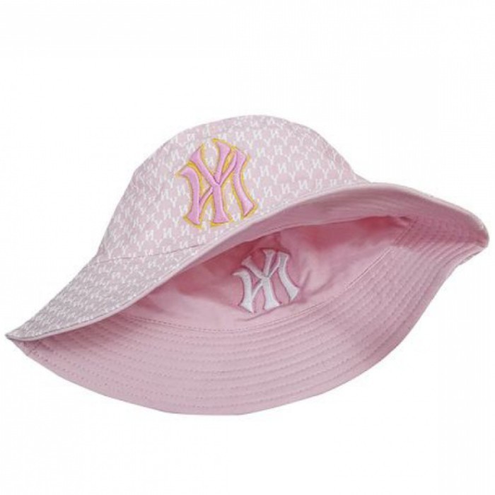 promo ✨ -Bucket Hat nita Pria / Topi Bolak Balik Import / Topi MLB NY Yankees - Pink