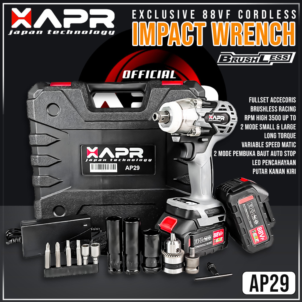 COD CEK DULU APR Impact wrench 48vf mesin pembuka baut brushless 400nm