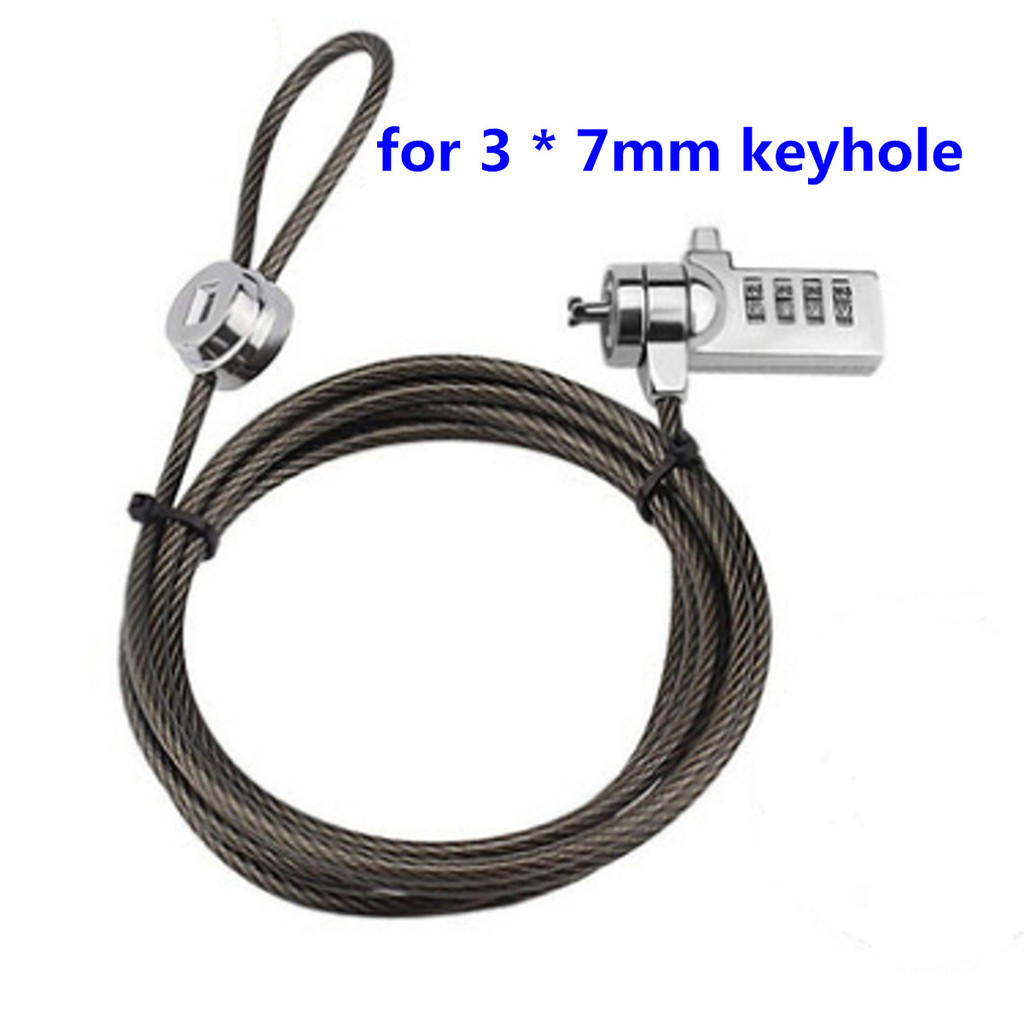 

Notebook Lock 4 Digit Password Notebook Security 3 * 7 Standard Zinc Alloy Lock Hole Steel Rope Lock Black 2 Meters