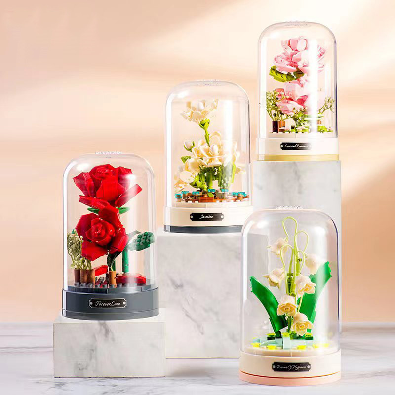 Building block flower eternal rose small particles compatible with LEGO building block flower music 