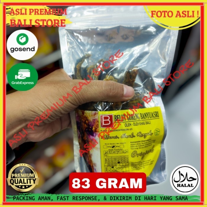 

OLEH OLEH MAKANAN CEMILAN CAMILAN SNACK KULINER KHAS ASLI ORI ORIGINAL BALI KERIPIK KRIPIK KERUPUK BELUT GORENG ORIGINAL 83 GRAM GR