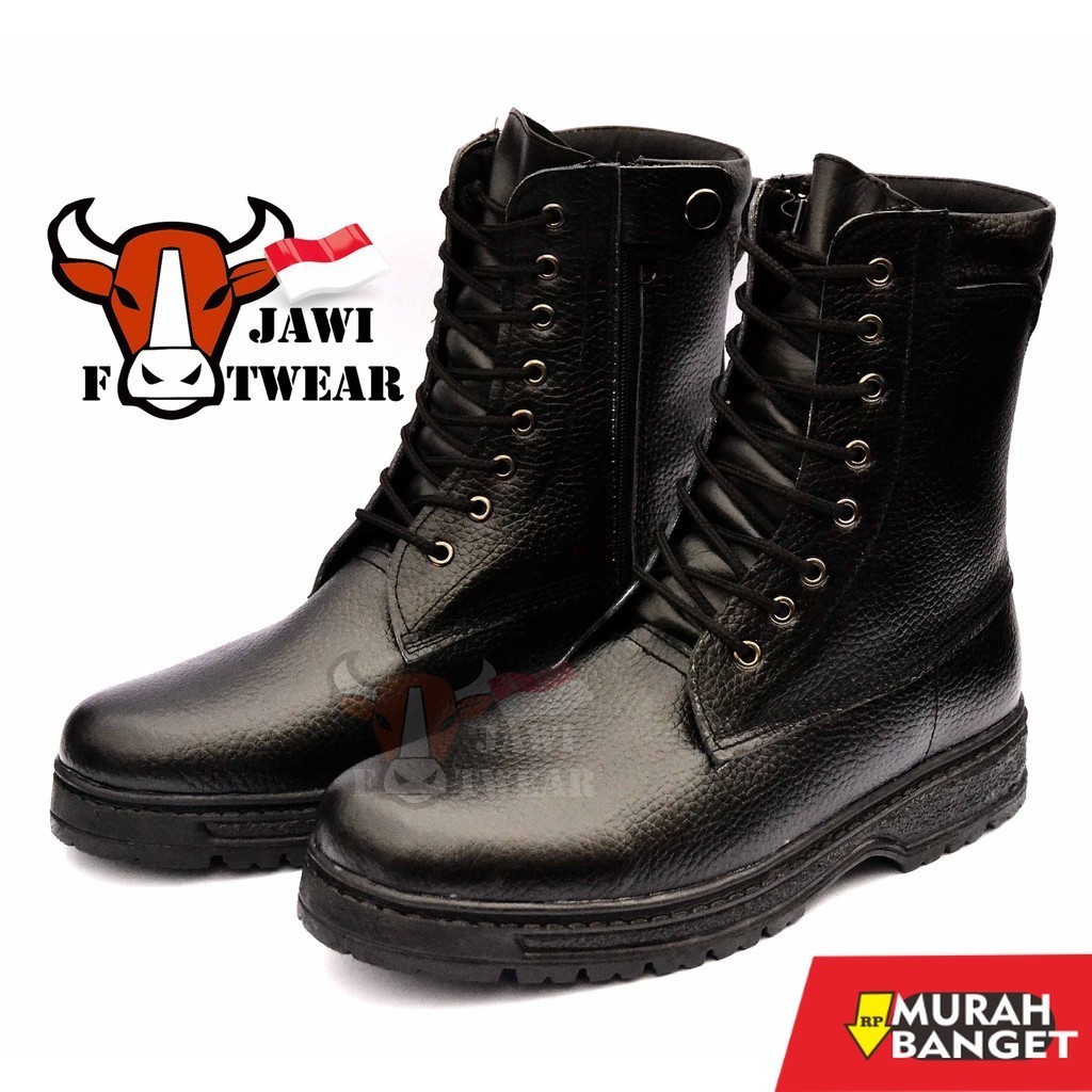 Sepatu pdh- RPM  SEPATU PDL TNI POLRI SECURITY KULIT JERUK TALI RESLETING
