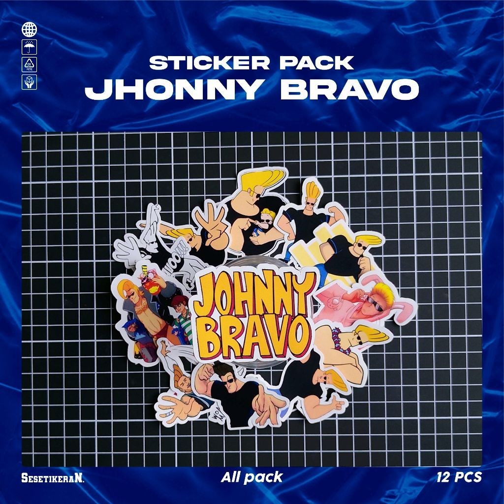 

COD✨ Sesetikeran Pack Stiker Kartun Lucu Johny Bravo Colorfull Cute Keren Untuk Koper Laptop Skateboard