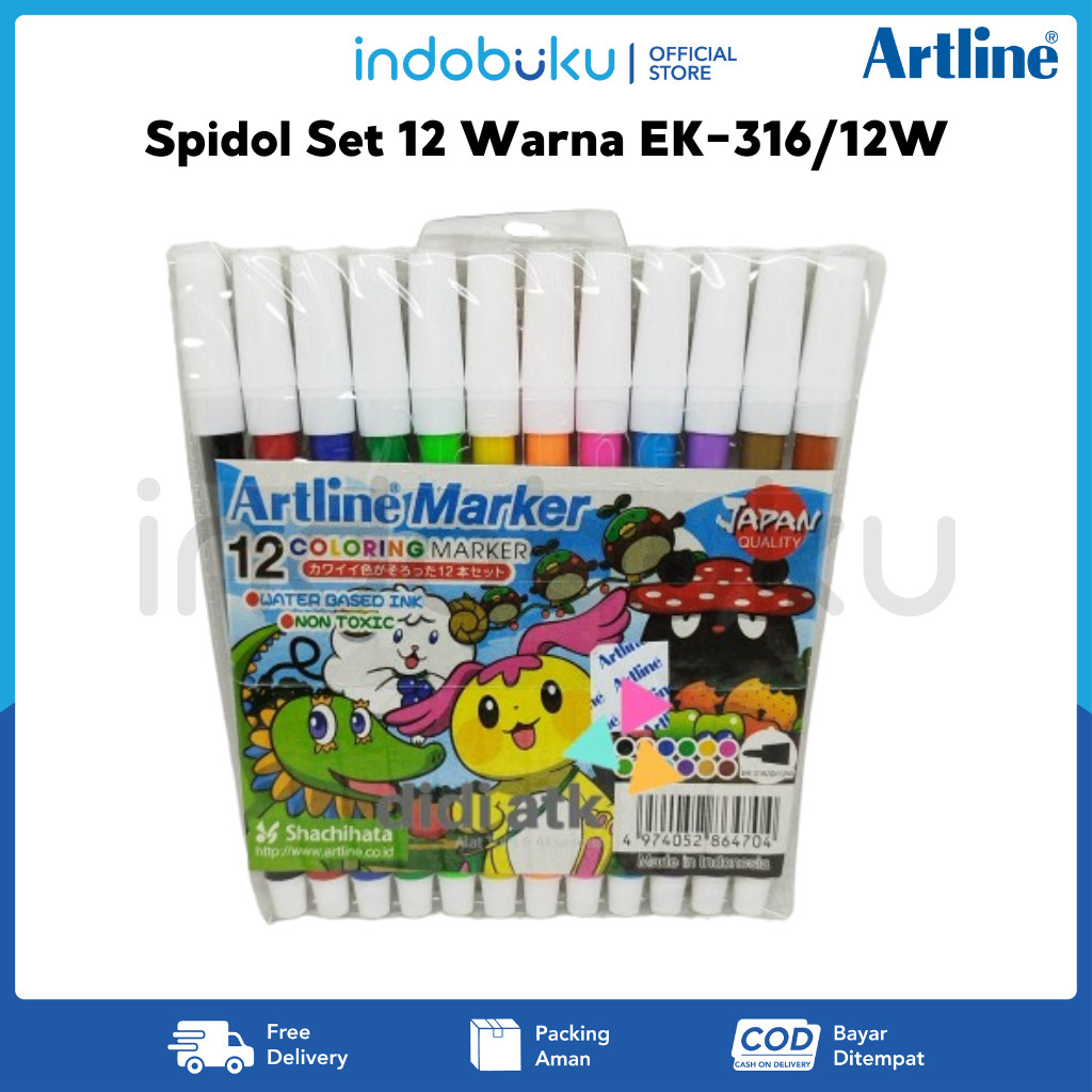 

Spidol Artline set 12 Warna EK-316/12W (1Pack Isi 12Pcs)